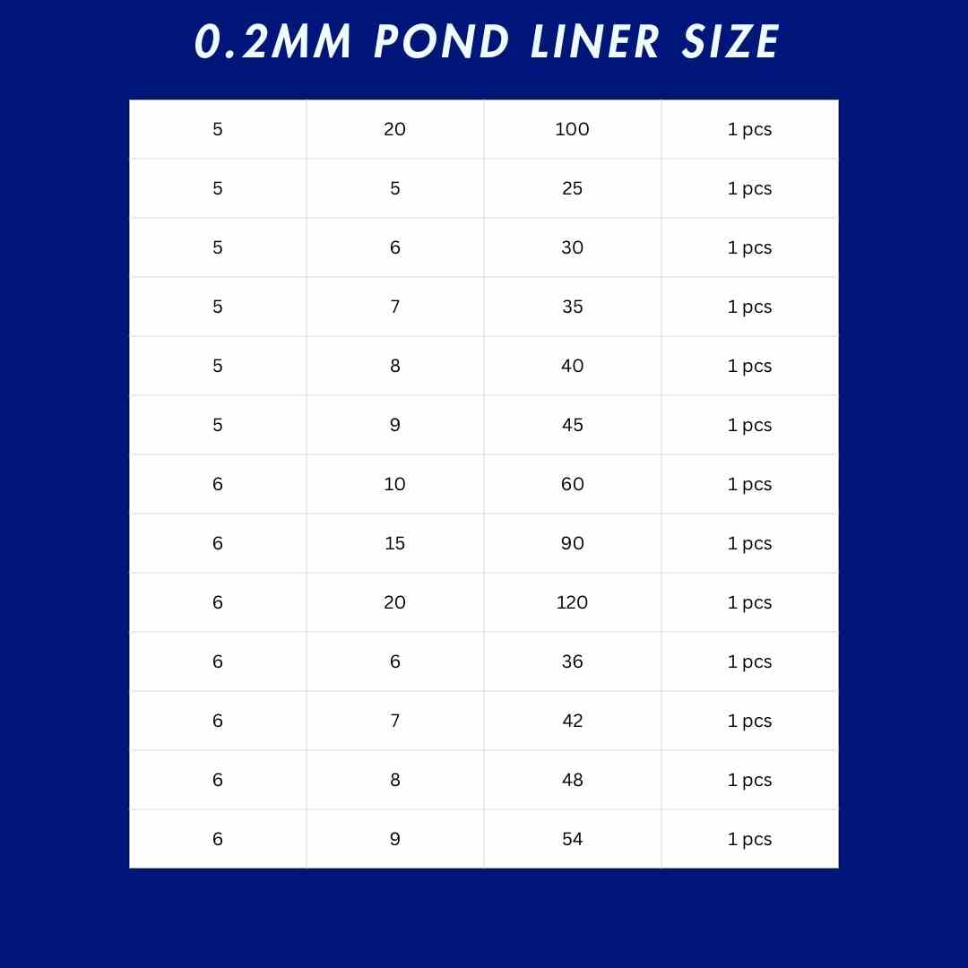 large 0.2mm pond liner