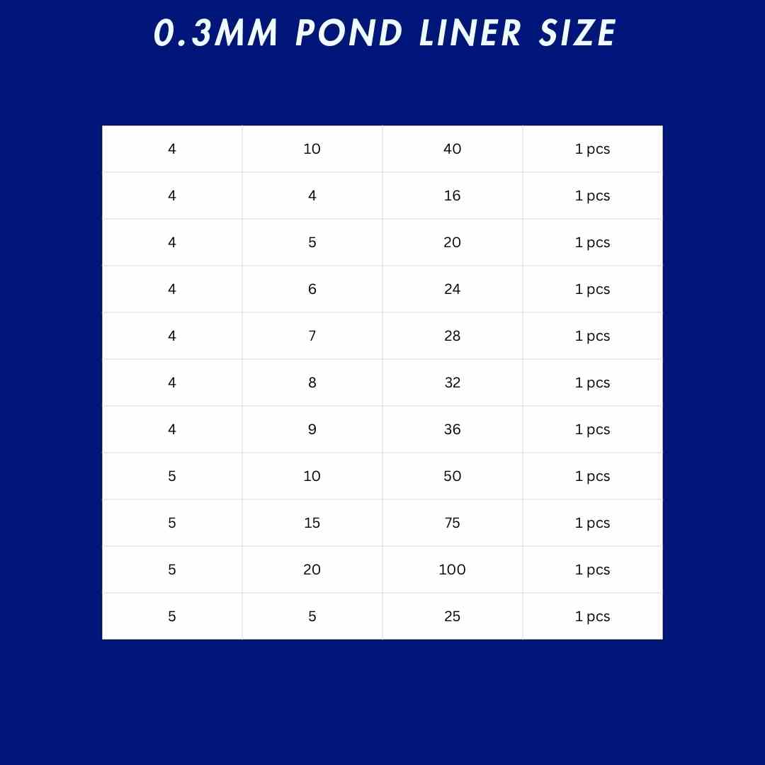 size 0.3mm pond liner